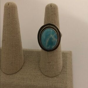 Turquoise 925 Sterling Silver Ring with Adjustable Band Stamped 925 Mexico
